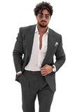 Summer Casual Linen Men's 2 Piece Suit Blazer Pants Set