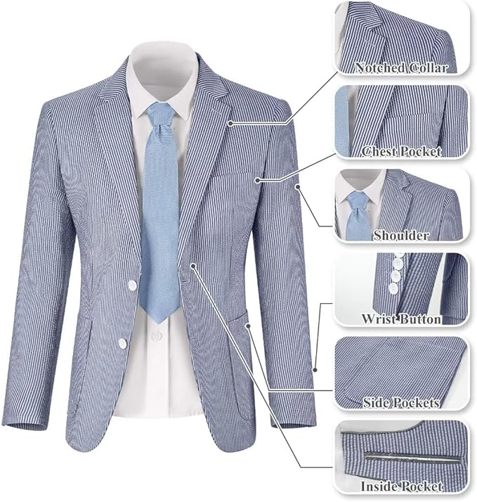 Summer Lightweight Seersucker Suit Shorts Mens Set 2 - Wehilion.uk # # #