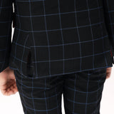 Navy Plaid Elegant 5 Piece Boys Suits