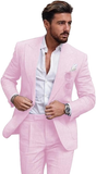 Summer Casual Linen Men's Slim Fit 2 Piece Suit
