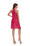 Twisted High Halter Sleeveless Mini Dress