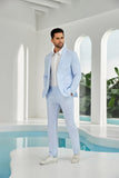 Seersucker Striped Blazer Pants 2 Piece Men's Summer Suit