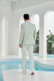 Seersucker Striped Blazer Pants 2 Piece Men's Summer Suit