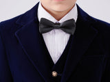Navy Boys Single-Breasted Velvet Blazer
