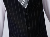 Navy Striped Slim Fit Modern 5 Piece Boy's Formal Suits