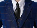 Blue Plaid Boys Formal Blazer, Affordable School Jacket