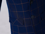 Blue Plaid Elegant 5 Piece Boys Suits
