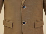Dark Khaki Plaid Elegant 5 Piece Boys Suits