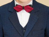Navy Plaid Elegant Formal 5 Piece Boys Suits