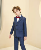 Blue Plaid Elegant Formal 5 Piece Boys Suits