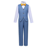 Light Blue Plaid Elegant Formal 5 Piece Boys Suits