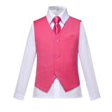 Pink Kid Boys Custom Fit Slim 4 Piece Boy's Formal Suits With Vest+Pants+Shirt+Tie