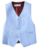 Light Blue 4 Piece Boys' Formal Suit Set with Vest Pants Dress Shirt and Tie BS42