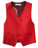 Red 4 Piece Boys' Formal Suit Set with Vest Pants Dress Shirt and Tie BS47