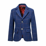 Blue Plaid Boys Formal Blazer, Affordable School Jacket