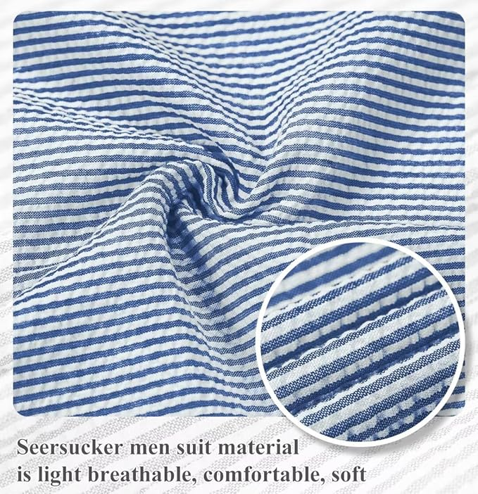 Summer Lightweight Seersucker Suit Shorts Mens Set 2 - Wehilion.uk # # #