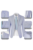 Seersucker Striped Blazer Pants 2 Piece Men's Summer Suit