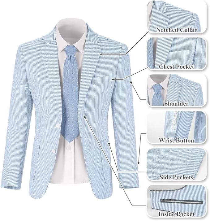 Summer Lightweight Seersucker Suit Shorts Mens Set 2 - Wehilion.uk # # #