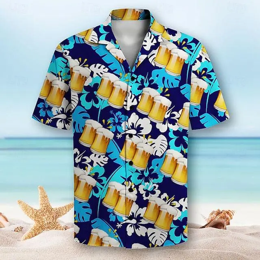 Floral Casual Men's Shirt Holiday Summer Turndown Short Sleeve Shirt - Wehilion.uk # # #