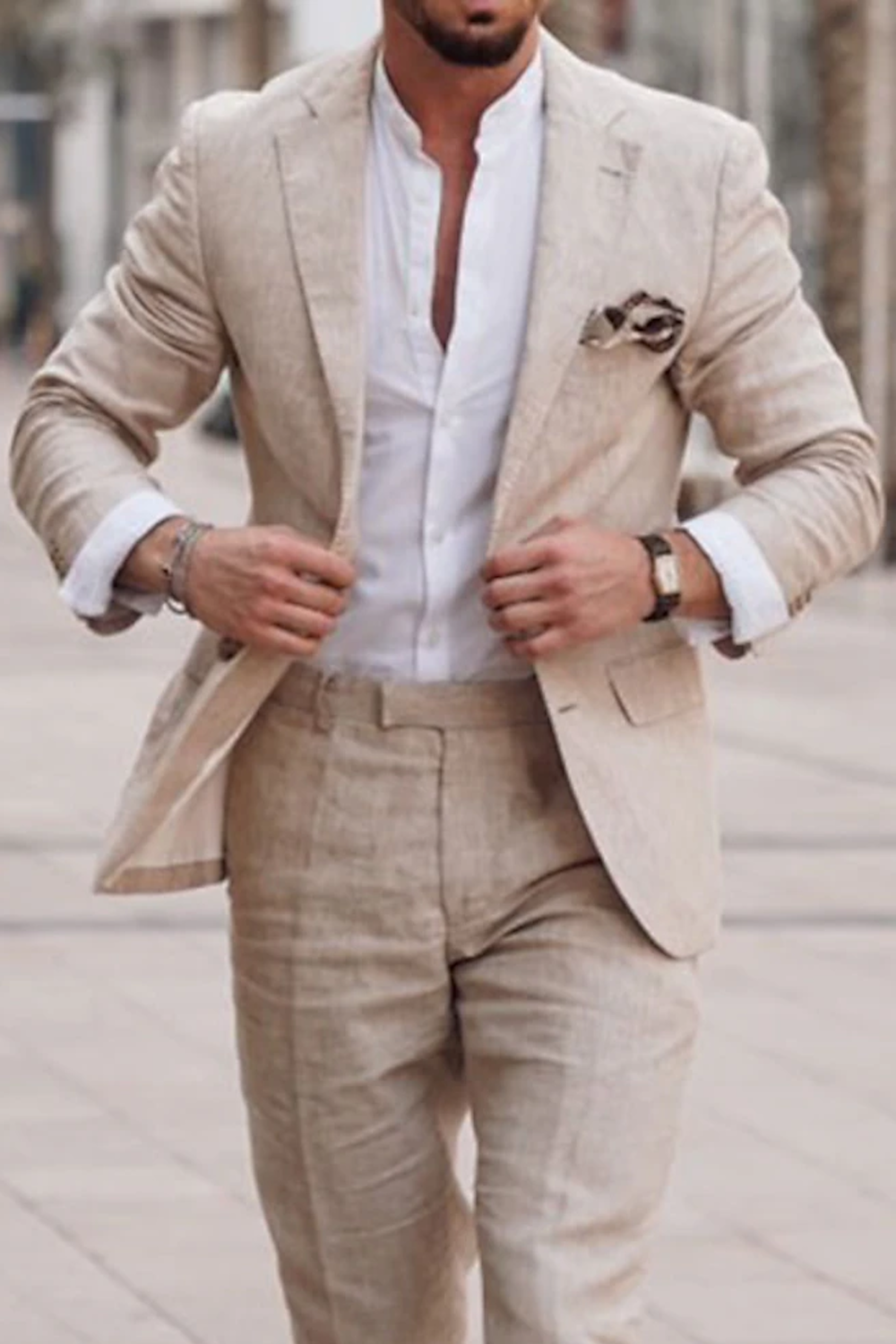 Men's Linen Suits Beach Wedding Summer Suits Single Breasted 2 Piece Suits 2024 - Wehilion.uk # # #
