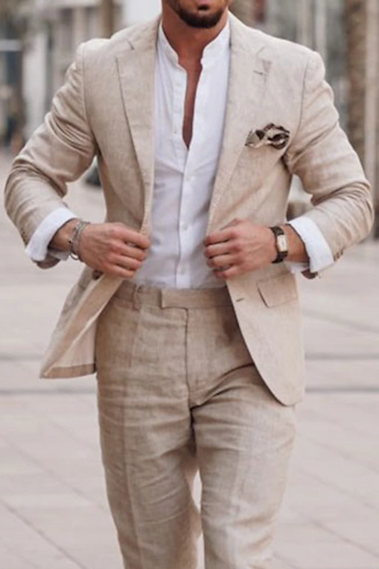 Men's Linen Suits Beach Wedding Summer Suits Single Breasted 2 Piece Suits 2024 - Wehilion.uk # # #