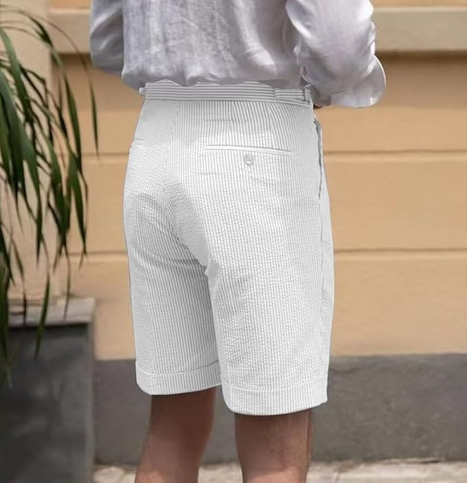 Summer Lightweight Seersucker Suit Shorts Mens Set 2 - Wehilion.uk # # #