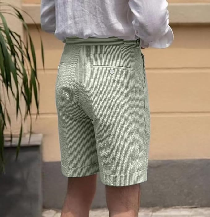 Summer Lightweight Seersucker Suit Shorts Mens Set 2 - Wehilion.uk # # #