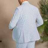 Casual Summer Lightweight Seersucker Suit Shorts Mens Set