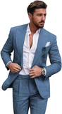 Summer Casual Linen Men's Slim Fit 2 Piece Suit