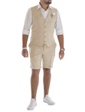 Men's Linen Summer Suits 2 Piece Causal Suits Vest and Shorts Tailored Fit 2025
