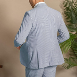 Casual Summer Lightweight Seersucker Suit Shorts Mens Set