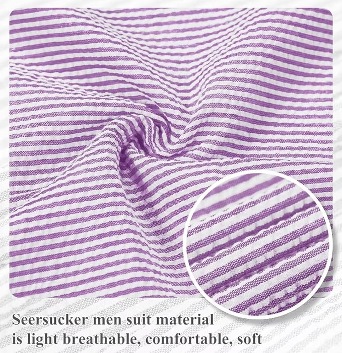 Summer Lightweight Seersucker Suit Shorts Mens Set 2 - Wehilion.uk # # #