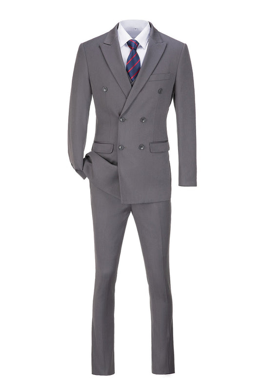 Grey Stripe Men's 3 Piece Suits
