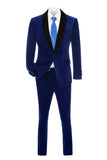Royal Blue Velvet 2 Piece Men's Formal Suits With Jacket Pants