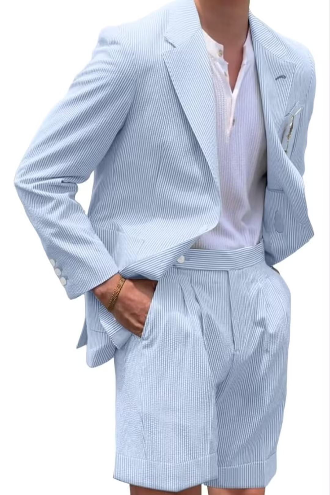 Summer Lightweight Seersucker Suit Shorts Mens Set 2 - Wehilion.uk # # #