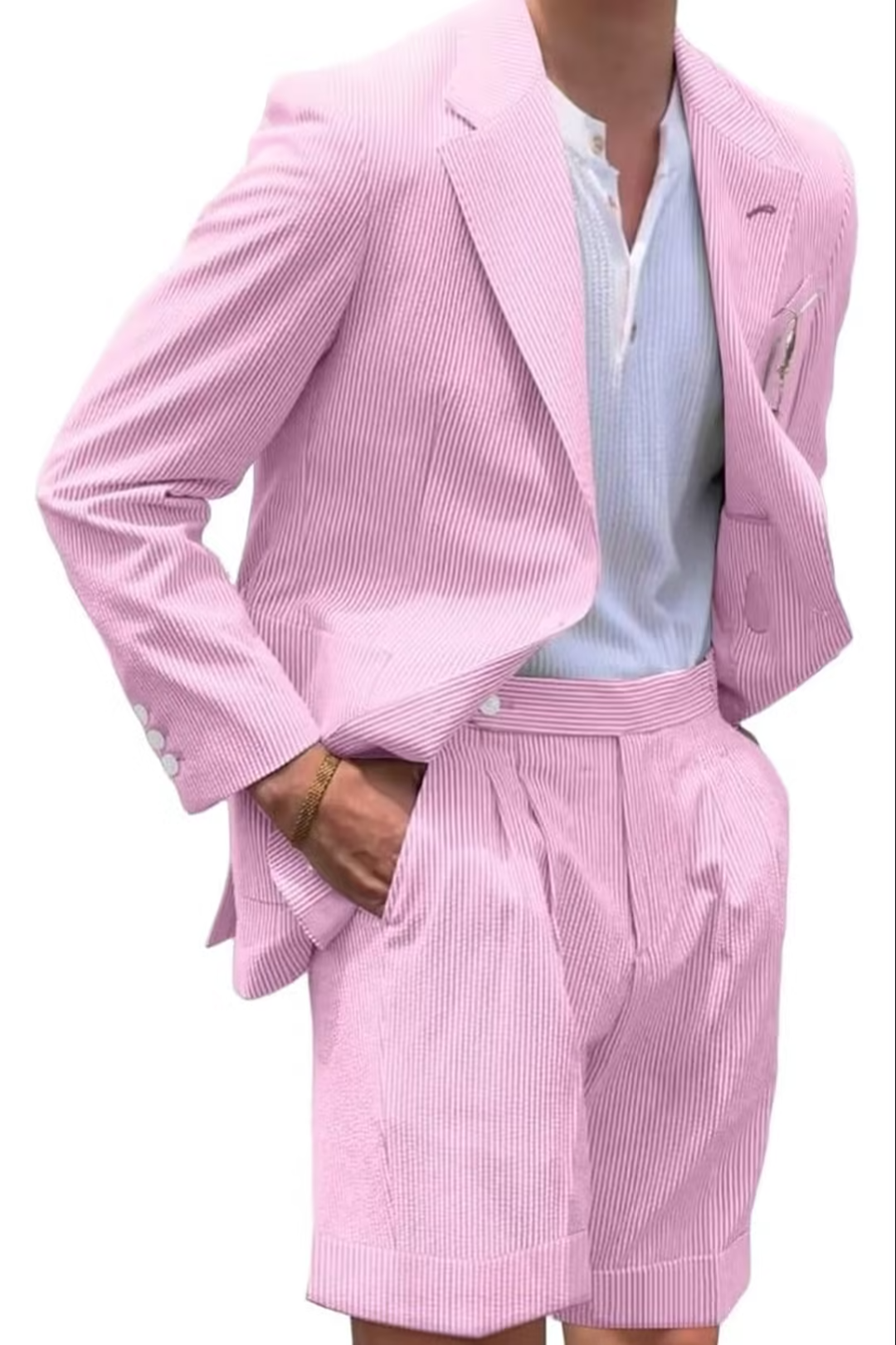 Summer Lightweight Seersucker Suit Shorts Mens Set 2 - Wehilion.uk # # #