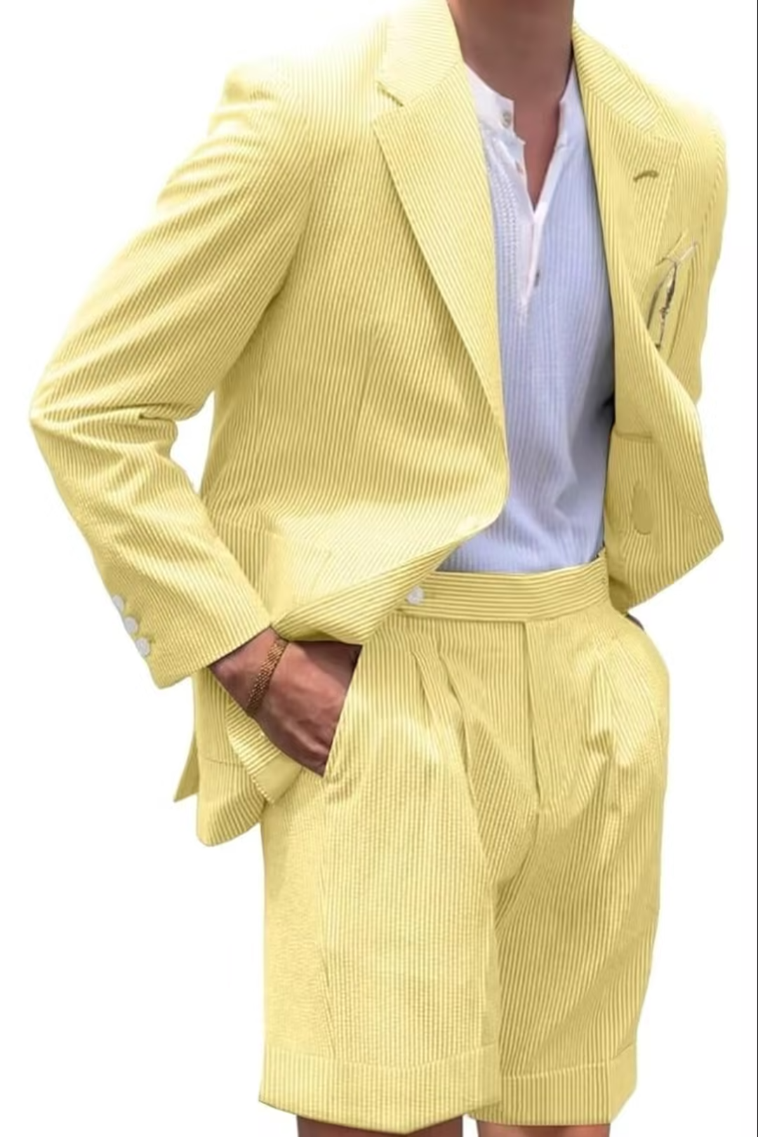 Summer Lightweight Seersucker Suit Shorts Mens Set 2 - Wehilion.uk # # #