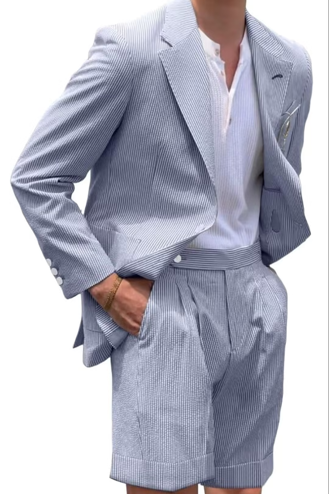 Summer Lightweight Seersucker Suit Shorts Mens Set 2 - Wehilion.uk # # #