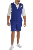 Men's Linen Summer Suits 2 Piece Causal Suits Vest and Shorts Tailored Fit 2025