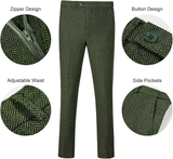 Retro Slim Fit Groom Tuxedos Herringbone Men's Pants - Wehilion.uk # # #