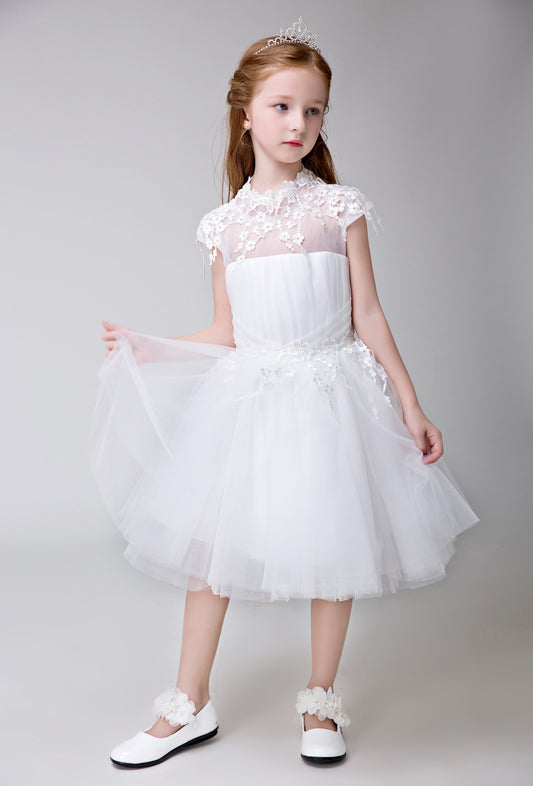 Princes Dresses Applique Party Gown Flower Girl Long Dress for Wedding