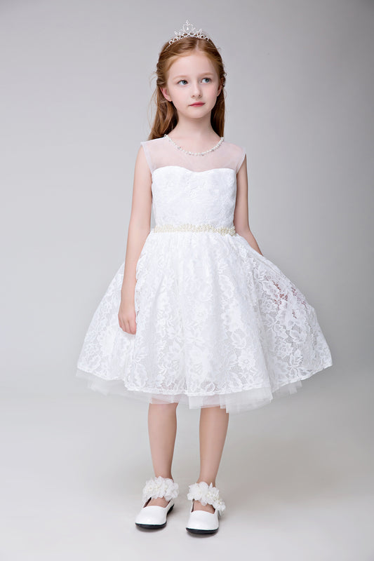 Applique Party Gown Flower Girl Long Dress for Wedding Dresses