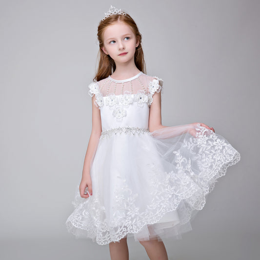 Party Gown Flower Girl Long Applique Dress for Wedding