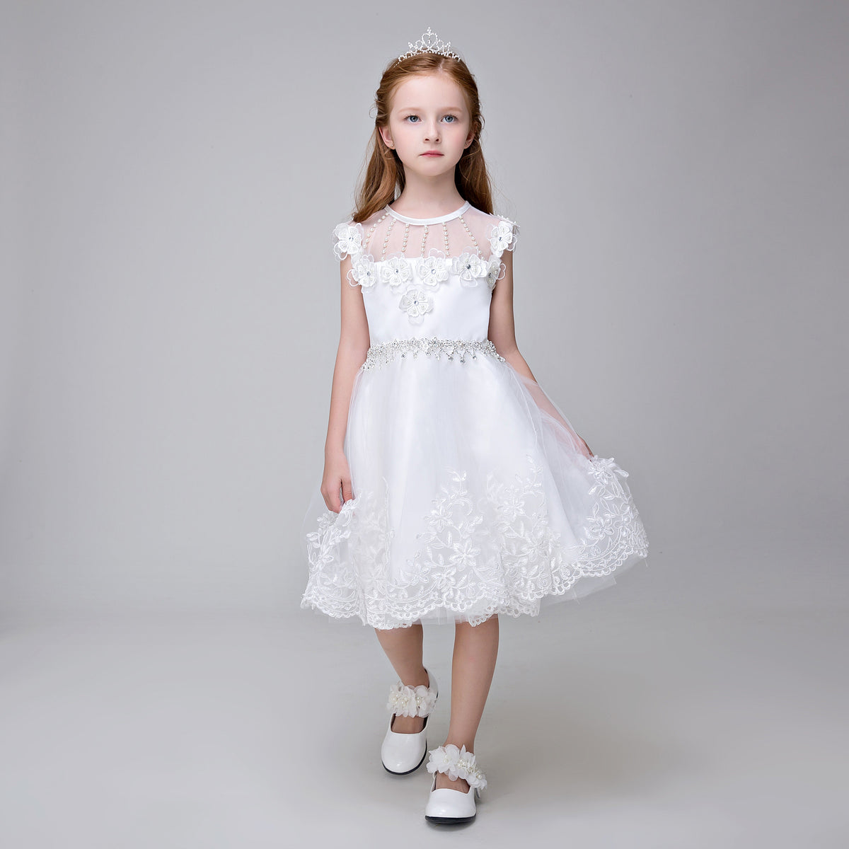 Party Gown Flower Girl Long Applique Dress for Wedding