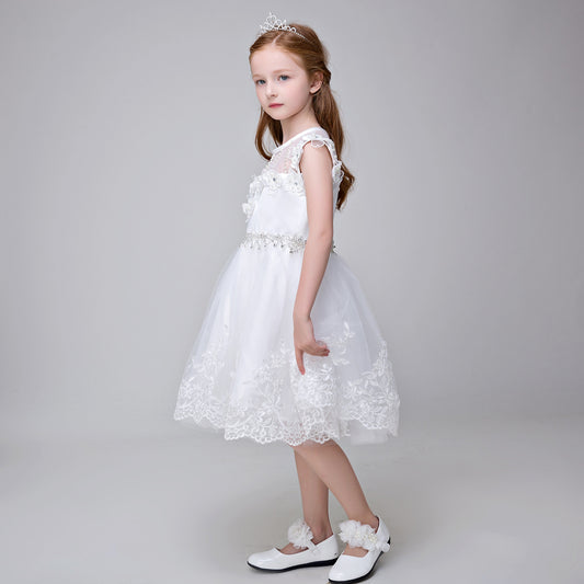 Party Gown Flower Girl Long Applique Dress for Wedding