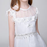 Party Gown Flower Girl Long Applique Dress for Wedding