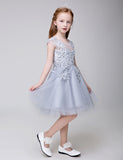 Flower Girl Applique Short Party Gown Long Dress for Wedding