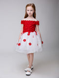 Applique Flower Girl Short Party Gown Long Dress for Wedding