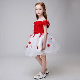 Applique Flower Girl Short Party Gown Long Dress for Wedding
