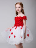 Applique Flower Girl Short Party Gown Long Dress for Wedding